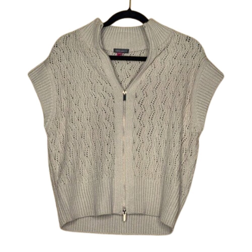 NWT Vince Camuto Pointelle Sweater Vest - Sugar Oak